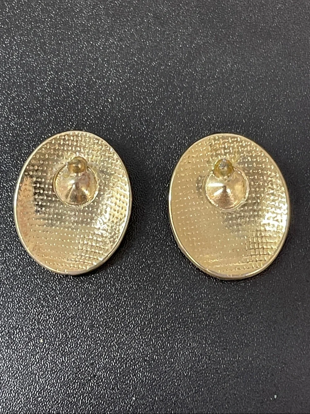 Purple Enamel Oval Stud Earrings with Crystal Accent